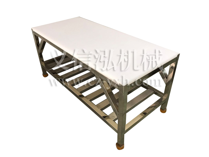 非標(biāo)定制 加長(zhǎng)加固304不銹鋼帶PE加工臺(tái)面 肉類分割臺(tái)